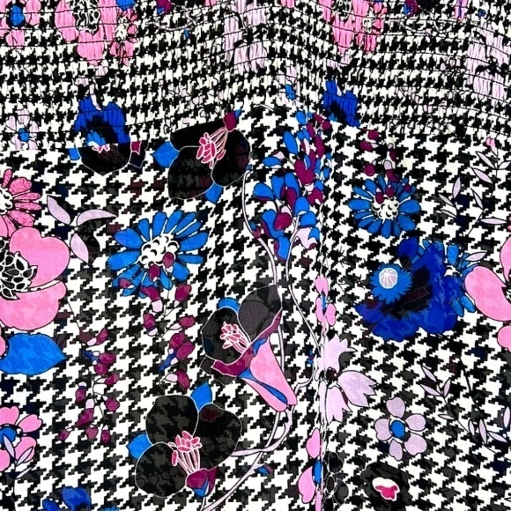 Guess - Colorful Floral Printed Mock Neck Long Sleeve Blouse Size Small